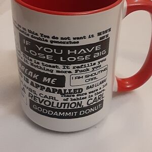 Red and White Graphic Mug